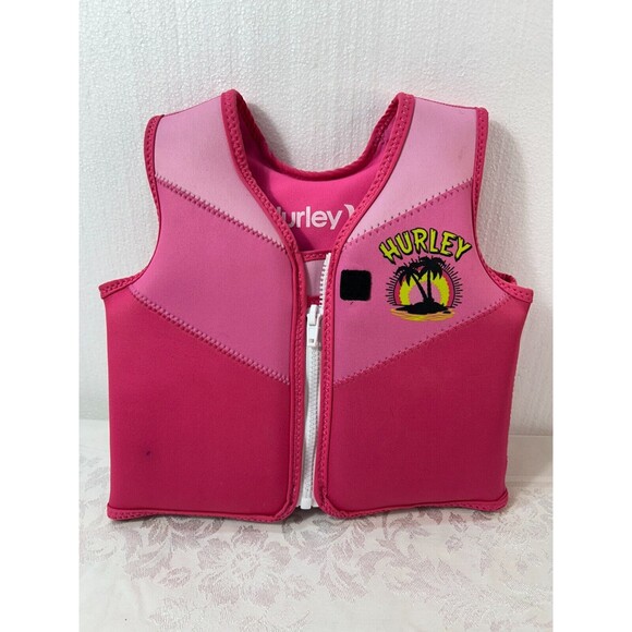 Hurley Neoprene Zip Up Swim Training Vest Pink 2 - 4 years - Picture 1 of 4
